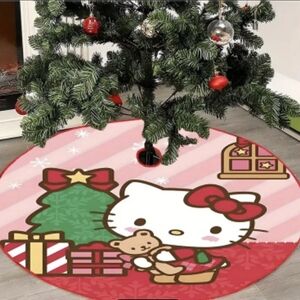 Hello Kitty Pink and Green Holiday Tree Skirt